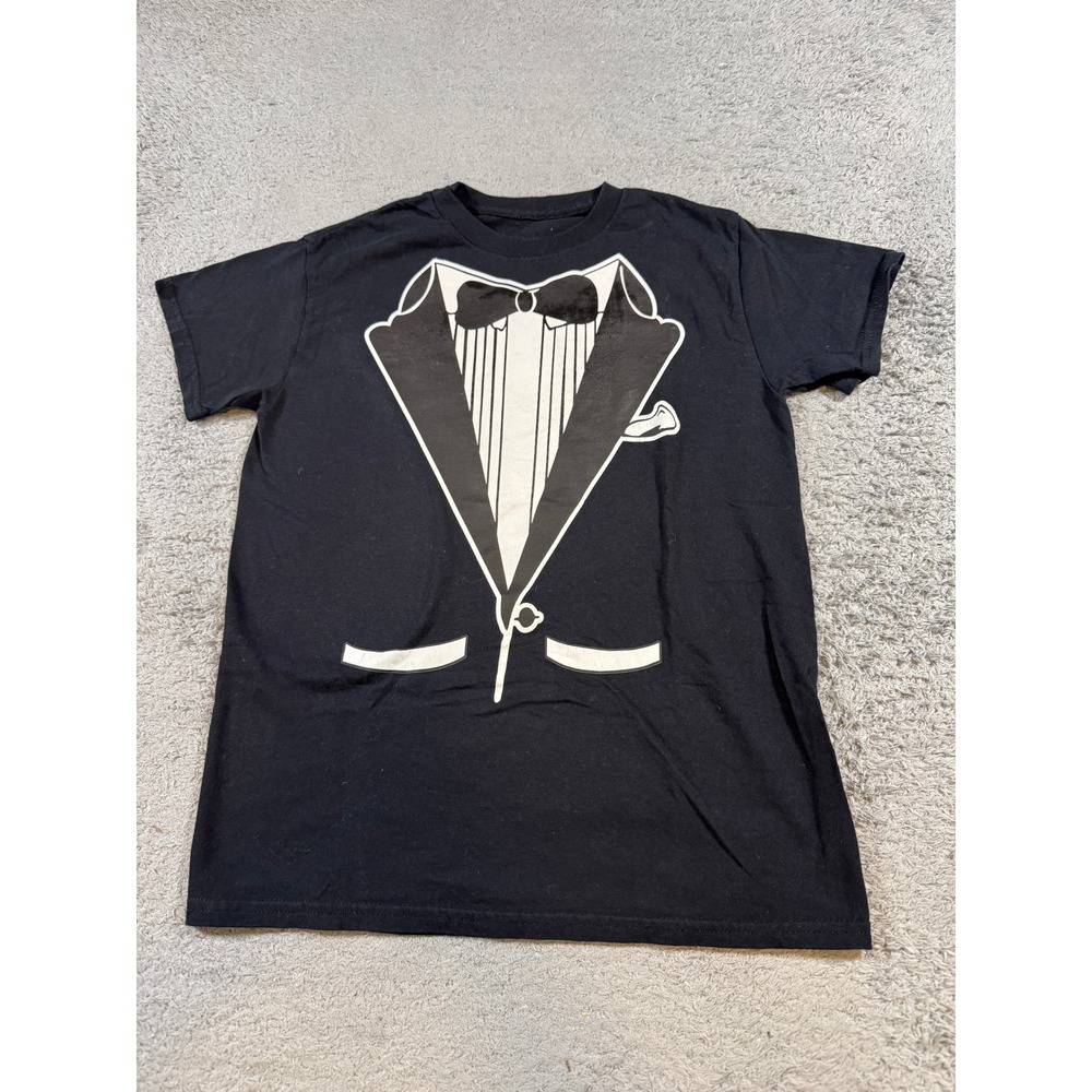 Unbranded Mens Tuxedo Graphic T Shirt S Black White Bow Tie Costume Tee